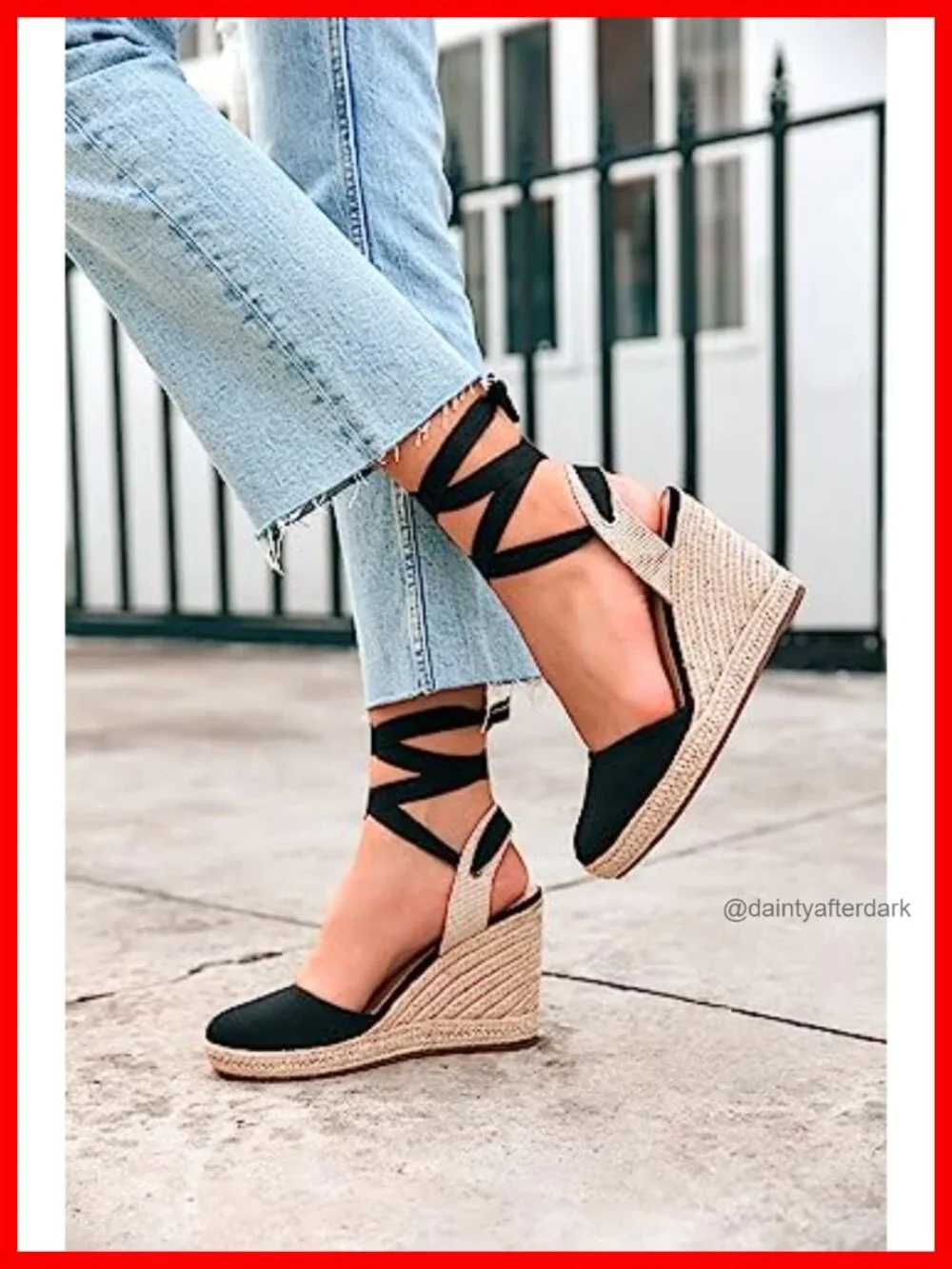 Espadrille Wedge Sandals Platform Closed Toe Ankle Strap Lace Up Suede